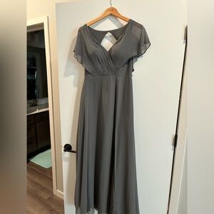 Azazie Rylee Bridesmaid Dress - Steel Grey - Size 6